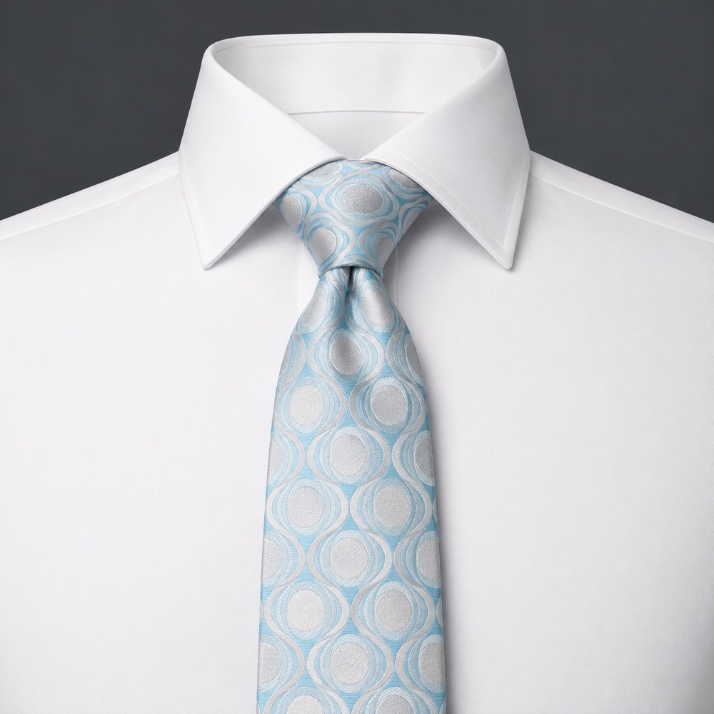 Ted Baker London Mens 100% Silk Necktie USA Designer Geometric Blue Silver Mod